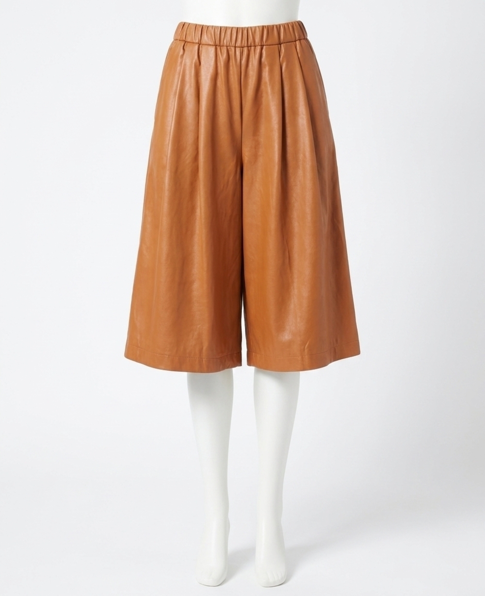 NEW ODDI faux leather wide leg crop pants in camel